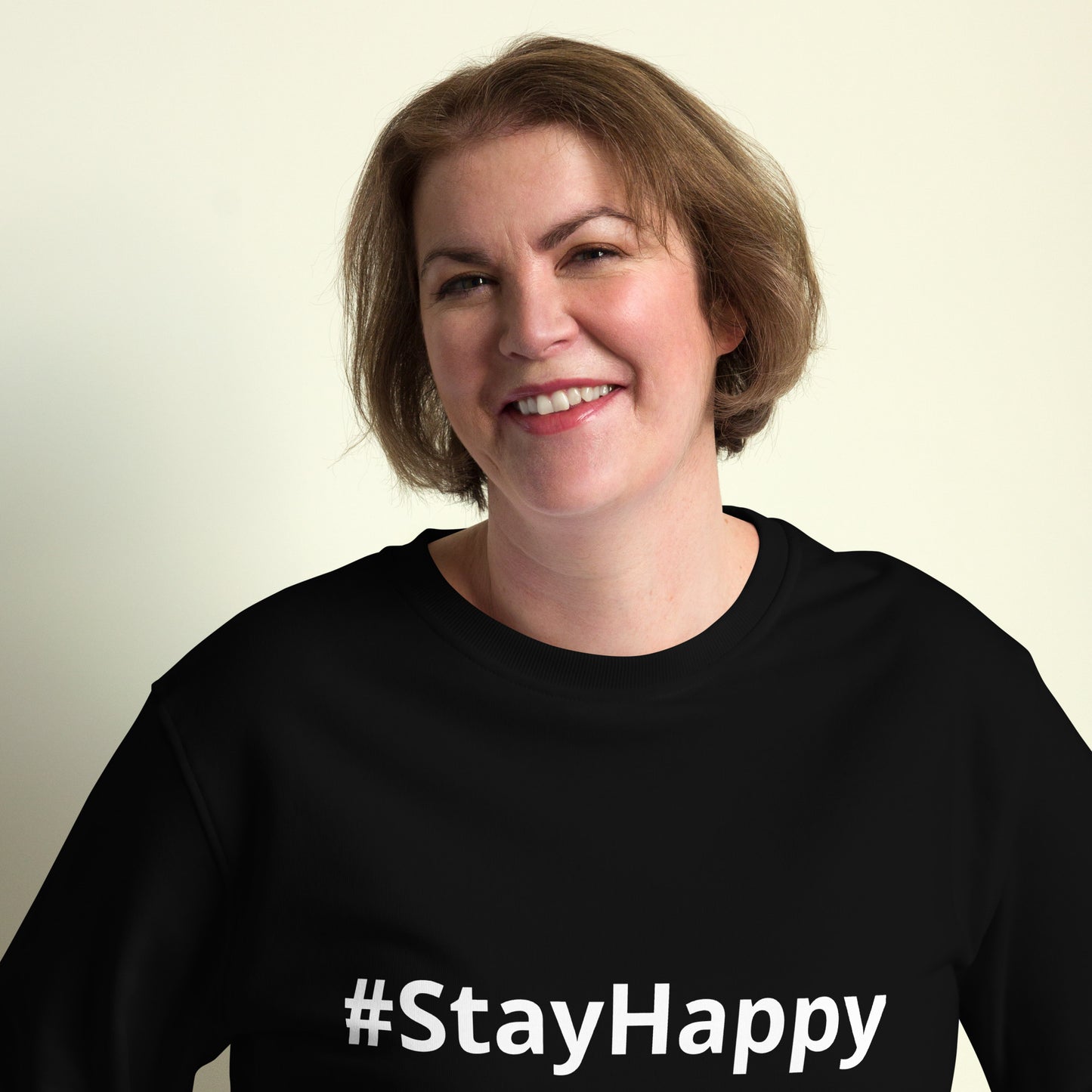 Unisex organic sweatshirt (#StayHappy)